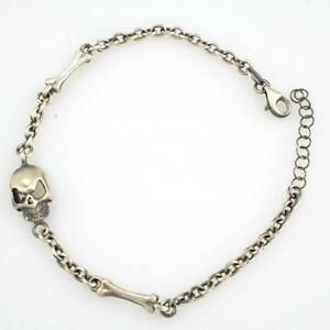 ̵ۥ꡼ͥå쥹С֥쥹åbracciale in argento 925 brunito con teschio e ossa