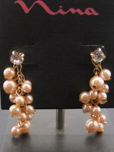 アクセサリー　ネックレス　ペンダントイヤリングゴールドドロップカラーポストnina aisley blush perle finte e orecchini pendenti a goccia color oro post