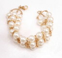 【送料無料】アクセサリー ネックレス ビーズパールワイドパネル18kt placcato oro giallo bianco perline in madreperla 205cm largo pannello