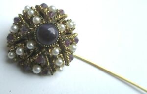 【送料無料】アクセサリー　ネックレス　シャポービンテージゴーlgant pic chapeau pingle cravate bijou vintage couleur or perles 1766
