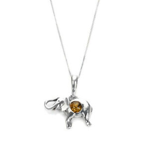 ̵ۥ꡼ͥå쥹󥰥С˥åХȥեȥͥå쥹argento sterling amp; cognac baltic amber elefante collana 14 32 pollici