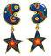 【送料無料】アクセサリー　ネックレス　イヤリングムーンゴールドスターポップアートレトロソーホーsoho orecchini luna stella oro resina pop art soho retr