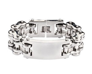 【送料無料】アクセサリー ネックレス ステンレススチールシルバーバイクカフアメリカチェーンアイデンティティuomo acciaio inox spesso argento identit catena della bici bracciale usa