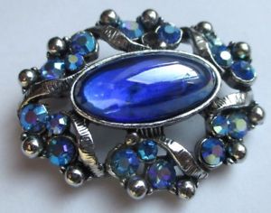 【送料無料】アクセサリー　ネックレス　ビンテージアルジェントカボションbelle broche vintage bijou couleur argent cabochon et cristaux bleus 5005