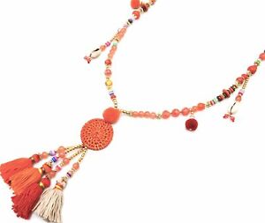 【送料無料】アクセサリー ネックレス コリアcl2294f sautoir collier perles verre et effet marbre avec cercle osier et p