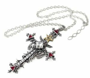 【送料無料】アクセサリー　ネックレス　クロスペンダントスワロフスキークリスタルピューターalchemy englandilluminati croce ciondolo di swarovski crystal peltro pentagramma goth