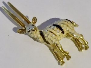 【送料無料】アクセサリー　ネックレス　レトロガゼルベージュノワールgrande broche bijou rtro gazelle couleur or mail beige noir 2276