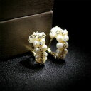 【送料無料】アクセサリー ネックレス イヤリングクレオールゴールデンホワイトゴールドメッキorecchini piccolo creolo dorato floreale perle coltivazione bianco placcato oro(4)