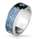 【送料無料】アクセサリー ネックレス リングリングanello dito amicizia anello, anello di fidanzamento, nuziali blu con zirconi croci