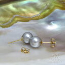 アクセサリー　ネックレス　タヒチグレーイヤリングコインkゴールドtahiti ottica 8mm sc perle grigio orecchini a bottone ygf 14k oro 585