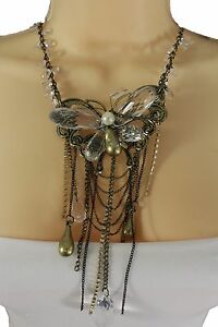 【送料無料】アクセサリー　ネックレス　ネックレスビンテージファッションゴールドビーズdonna collana moda vintage metallo oro trasparente perline grande