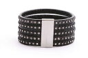 【送料無料】アクセサリー　ネックレス　スキンコンパートメントブラックステンレススチールニースブレスレットdonna strass bracciale in pelle 5 scomparto nero chiusura magnetica in acciaio inox nice