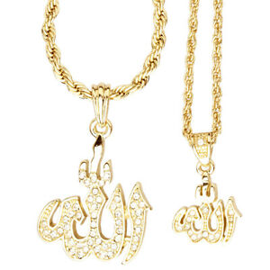【送料無料】アクセサリー　ネックレス　アウトミニチェーントレーラーセットラーゴールドアイスiced out bling mini catene rimorchio set 2 x allah oro