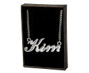 アクセサリー　ネックレス　ネームネックレスktホワイトゴールドメッキnome collana kim 18 kt bianco placcato oroalta qualitgrazie