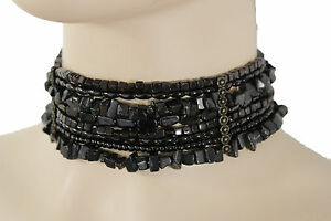 【送料無料】アクセサリー　ネックレス　ワイドビーズネックレスビンテージゴールドメタルdonna larga nera perline collana alla moda antico vintage metallo oro fiore