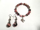 【送料無料】アクセサリー　ネックレス　ブレスレットイヤリングセットhandmade gemstone rhodonite bracciale e orecchini set da lia