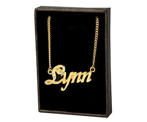 ̵ۥ꡼ͥå쥹ͥå쥹kɥåcollana con nome lynn 18k placcato oro personalizzata strass ceco