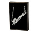 アクセサリー　ネックレス　ネームネックレスハナホワイトゴールドメッキスワロフスキーnome collana hanna 18ct bianco placcato ororealizzati con elementi swarovski