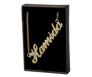 【送料無料】アクセサリー ネックレス ネックレススワロフスキーエレメントcollana con nome hamida 18ct placcato ororealizzati con elementi swarovskiregalo