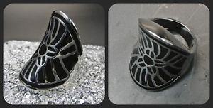 【送料無料】アクセサリー　ネックレス　ステンレススチールリングミリリングソリッドステンレススチールブラックシルバーリングnuovo 19mm60 anello in acciaio inox massiccio neroargento anello in acciaio inoss