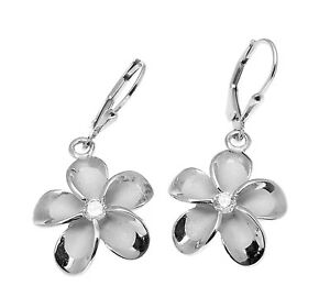 ̵ۥ꡼ͥå쥹󥰥Сϥ磻ץꥢС18mm argento sterling 925 hawaiano plumeria fiore leve posteriori orecchini