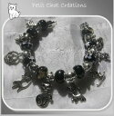 【送料無料】アクセサリー ネックレス ブレスレットシルバーノワールドーナツモンドデチャットbracelet breloques argente noir cha...