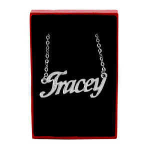 【送料無料】アクセサリー　ネックレス　ネームネックレストレーシーホワイトゴールドカスタムnome collana tracey 18ct bianco oro placcatoaccessori apprezzamento personalizzato