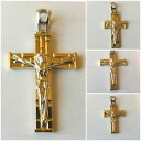 【送料無料】ネックレス　イタリアホワイトゴールドペンダント18ct 18k italian hallmark yellowamp;white gold crucifix pendant charm