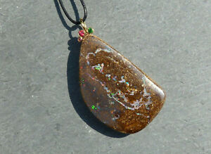 【送料無料】ネックレス　ペンダントゴールド18 ct1オパールオーストラリアスピネルサファイアエメラルドpendant gold 18 ct, 1 opal from australia, spinel, sapphire, emerald(4)