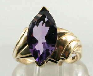 ̵ۥͥå쥹ӥåkɡߥ᥸ȥǥ󥰥ե꡼big 9ct 9k gold 14mm x 7mm amethyst marquise art deco ins ring free resize