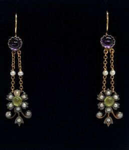 【送料無料】ネックレス　イヤリングドロップゴールドfine suffragette gemset drop earrings silver gilt amp; 9ct gold length 52mm