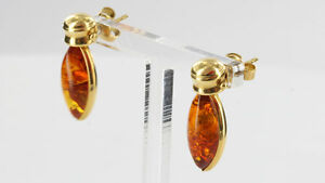 【送料無料】ネックレス　イタリアゴールドユニークスタッドイヤリングg￥italian hand made unique amber stud earrings in 18 ct goldgs0200 rrp750