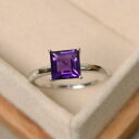 【送料無料】ネックレス　ソリッドホワイトゴールドアメジストサイズ14k solid white gold 150 ct genuine amethyst gemstone engagement ring size m n