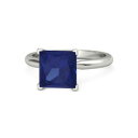 【送料無料】ネックレス　25 ctカットサファイア14kホワイトゴールドサイズm j25 ct natural princess cut blue sapphire gemstone ring 14k white gold size m j