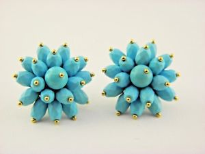 【送料無料】ネックレス 18kイェローゴールドトルコピアスイヤリング18k yellow gold turquoise bead stud earrings