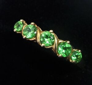 【送料無料】ネックレス　リングサイズ9ct gold green gemstone half eternity ring, size o, us 7