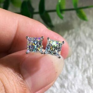 ̵ۥͥå쥹ץ󥻥kɥԥåforever 26 ct moissanite princess 4 prongs earring stud in 18k yellow gold over