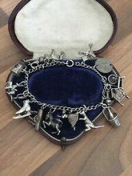 【送料無料】ネックレス　ビンテージスターリングシルバーヘビーブレスレットvintage 70s 75 marked sterling silver heavy charm bracelet 3776gr