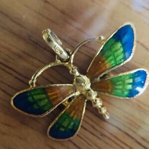 【送料無料】ネックレス　ゴールドエナメルバタフライブレスレット18ct gold enamel butterfly bracelet charm pendent