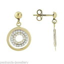 【送料無料】ネックレス　ゴールドラウンドイヤリングドロップボックスプレゼント listing9ct gold cz round drop earrings, hallmarked gift boxed