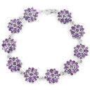 【送料無料】ネックレス　スターリングシルバーアメジストブレスレットインチsterling silver 925 genuine natural amethyst gemstone floral bracelet 725 inch