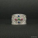 【送料無料】ネックレス　ruby emerald sapphire byzantine 925sterlingplatinium platedgreek ringruby emerald sapphire byzantine 925 sterling silver p