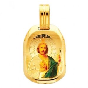 ̵ۥͥå쥹ǡ14kɥ塼ɥڥsan judas tadeo medal 14k yellow gold st jude picture charm religious pendant