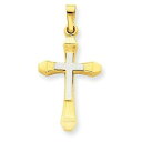 【送料無料】ネックレス イエローホワイトゴールドソリッドサテンクロスペンダント14k yellow and white gold solid satin pol...