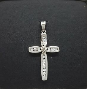 ̵ۥͥå쥹ۥ磻ȥɥڥȥɥmiran 800434 9k white gold cz cross pendant 17g rrp 210