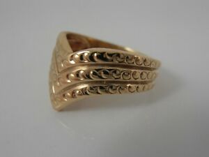 【送料無料】ネックレス　イエローゴールドトリプルウィッシュボーンリングサイズ9ct yellow gold triple wishbone ring hallmarked size n