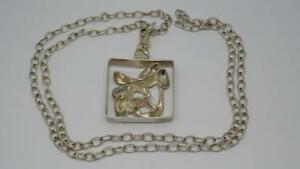 【送料無料】ネックレス　ビンテージスカンジナビアハンドメイドシルバーペンダントチェーンvintage contemporary scandinavian handmade 925s silver pendant amp; chain c1970s