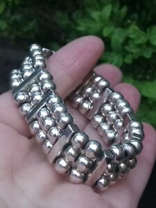 【送料無料】ネックレス　ソリッドスターリングシルバービーズモダニストブレスレットgheavy solid sterling silver beaded modernist bracelet 60g