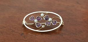 【送料無料】ネックレス アメジストパールブローチイエローゴールドamethyst and pearl brooch 9ct yellow gold