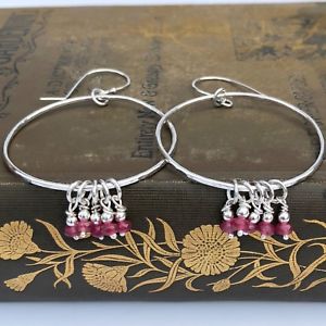 【送料無料】ネックレス　スターリングシルバーフープイヤリングハンドメイドイヤリングruby sterling silver big hoop earrings hammered handmade statement earrings